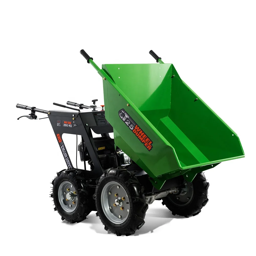 250KG Loading Capacity 5.5hp Petrol Motor Powered 4x4 Mini Wheel Barrow Garden for Fruit Ranch