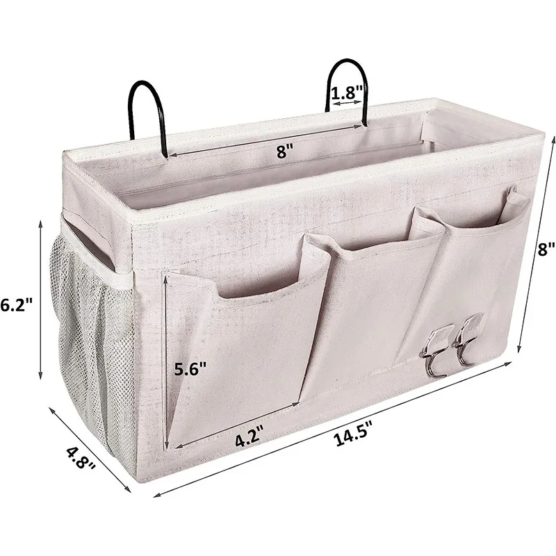 OEM Baby Bed Diaper Hanging Storage Bag Crib Organizer Canvas Large Capacity Bed Side Commodity Shelf Grocery Storage Rack Bags
