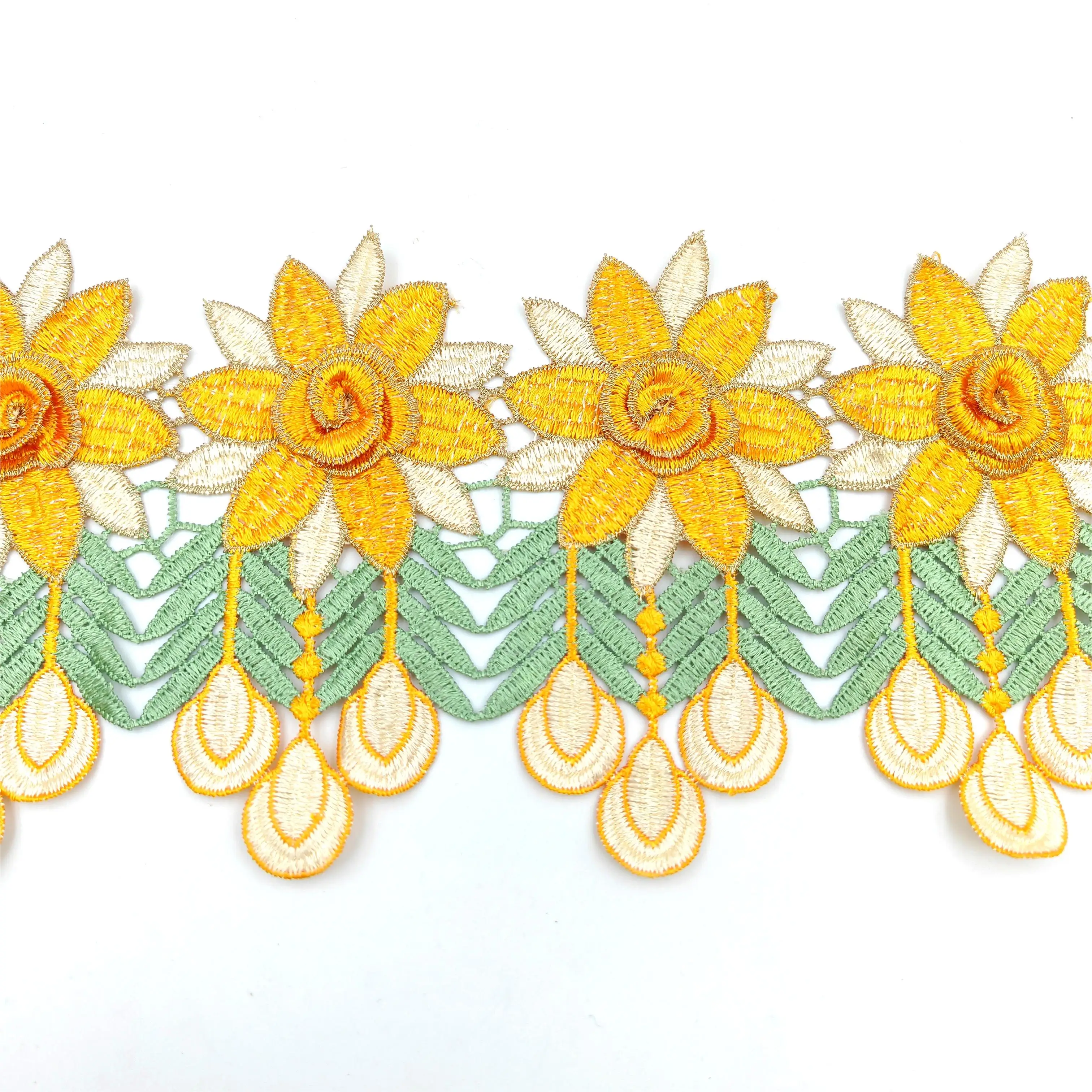 Wholesale Ethnic Embroidery Trim African lace Border Lace Trim colorful lace for ladies dress