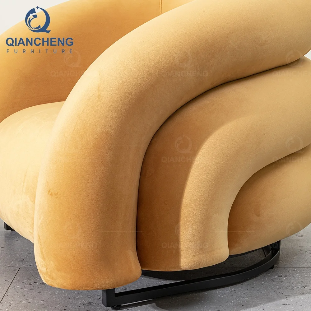 Buy Furniture From China on Line Nordic Simple Fabric Leisure Dining Room Chair Single Seater Armrest Sofa Chair