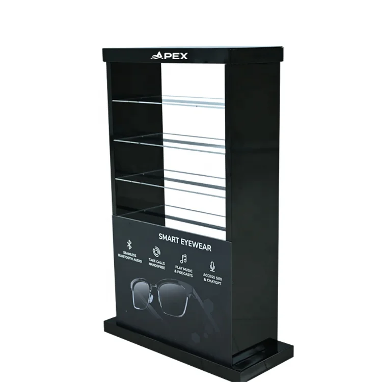 APEX Detachable Metal Floor Standing Eyewear Display Stand Sunglasses Display Shelf Multi Tiers Eyeglasses Shelf