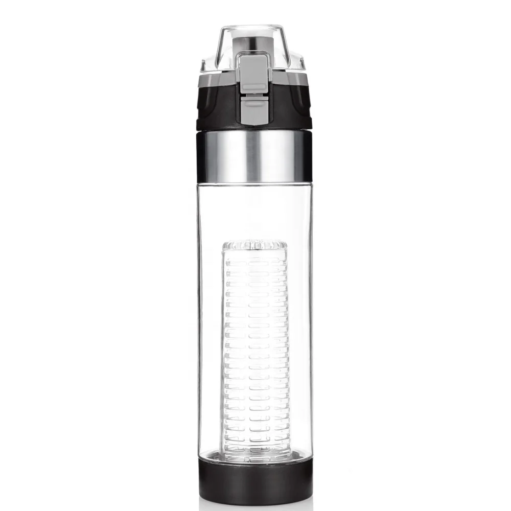 24oz/700ml Amazon hot sale custom logo bpa free  plastic tritan fruit infuser filter water drinking bottle with leakproof lid