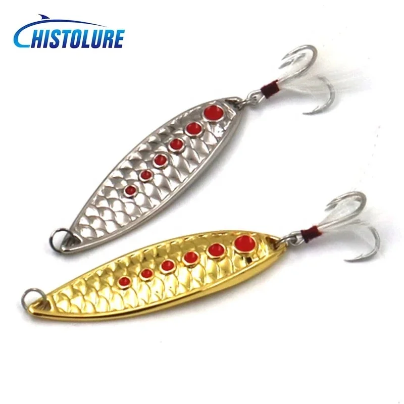 7g 10g 15g 20g Metal Spinner Spoon Fishing Lure Hard Baits Sequins Noise Paillette with Feather Treble Hook Tackle