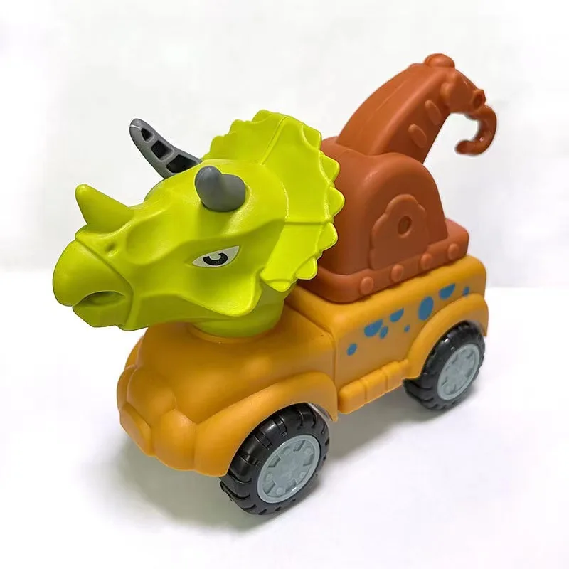 1/6 Hot Selling Market Display Pull Back Dinosaur Toy Friction Truck Car Kid Toy Cars Vehicles Toys with Bidirectional inertia