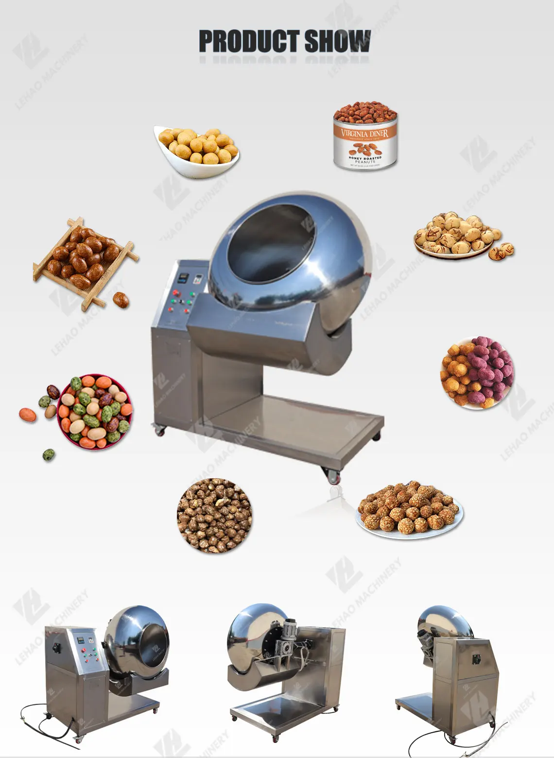 Copper caramelised nuts roasting machine chocolate coating pan candied peanut coating machine for peanut food