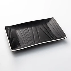 Restaurant Plates 9 10 13 Inch Black White Rim Rectangular Deep Ceramic Dishes