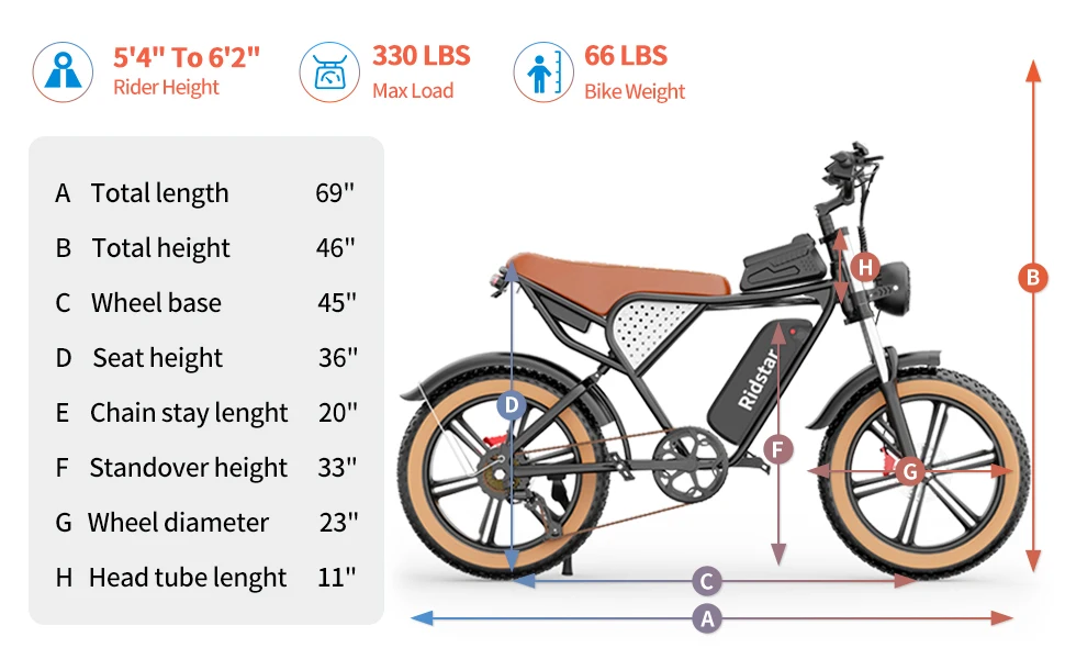 USA RTS Dual 48V 20AH Lithium Battery-Powered Electric Mountain Bike 1000W Big Power SHIMANO 7 Speed Tube Position
