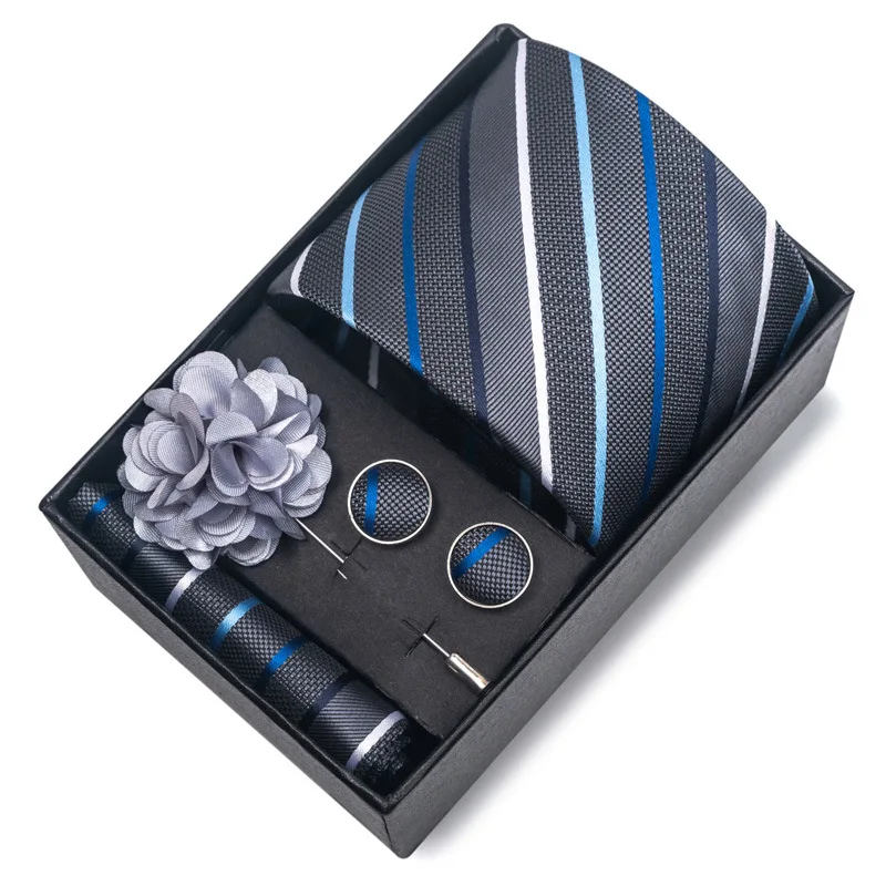 Fashion Design Necktie Bowtie Cufflinks Gift Box Set Silk Jacquard Ties For Mens Business Party Wedding Collar Cravat Suit