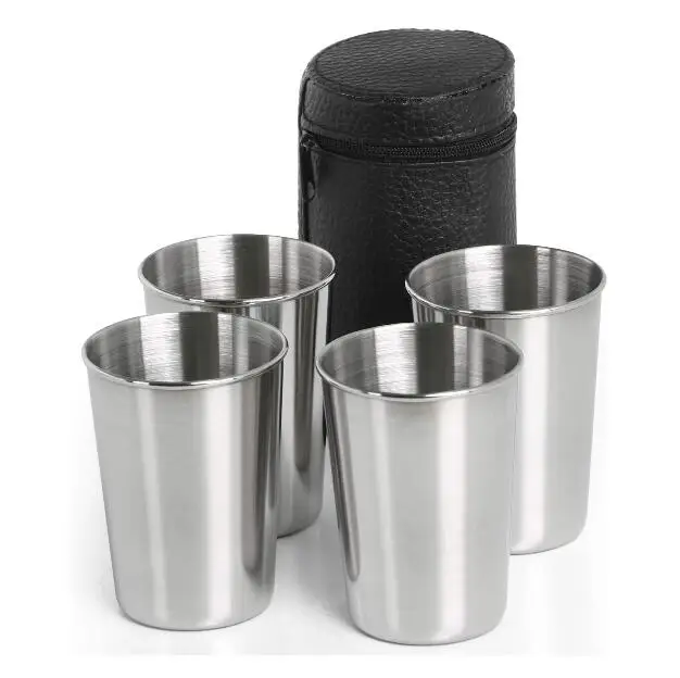 Premium Cheap Rustic Metal Shot Glasses Stainless Steel Mini Wine Cups Drinking Tumbler with custom logo