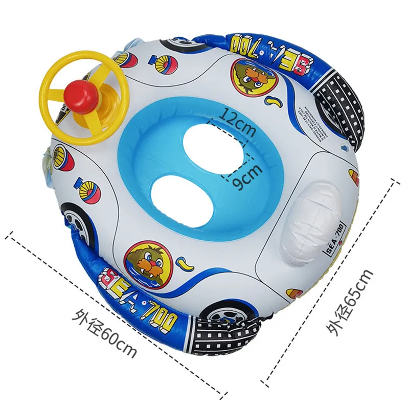 Hot sell Steering wheel baby swim float with safety seat Pool Float Ring car inflatable baby float