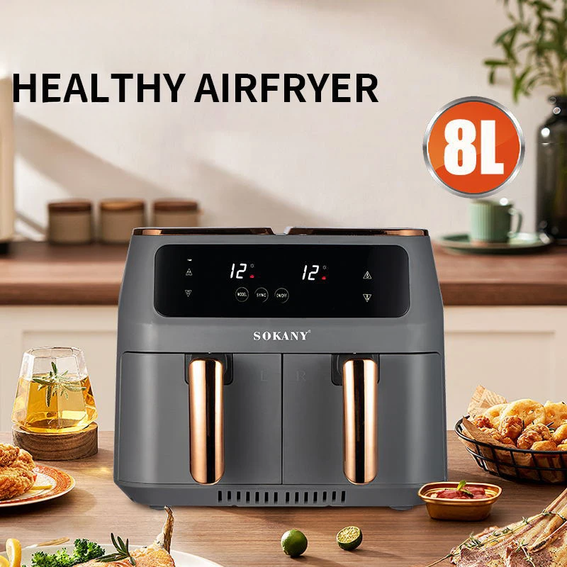 Wholesale 2800W Smart Digital Fryers Big Capacity 8 Litres Electric Double Air Fryer With Dual Basket