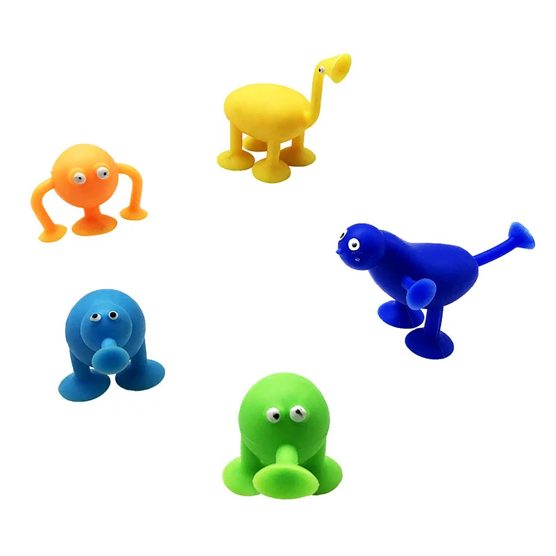 animal sucker toy Sensory Silicone Animal Suckers Mini Sucker Suction Cup Dolls Marine Land Animal Cupule  Action Toy