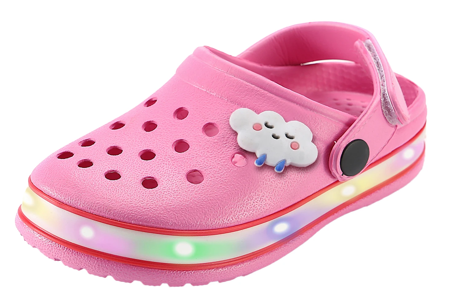 Легкие сандалии из ЭВА без шнуровки для мальчиков и девочек, Нескользящие Детские сабо, светодиодная обувь для сада