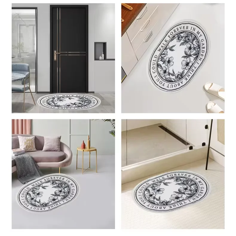 SHENGDE Striped Hand Tufted Anti Print Bathroom Super Absorber Hotel Quality Non Slip Thick Custom Made Floor Happy Rug Bath Mat