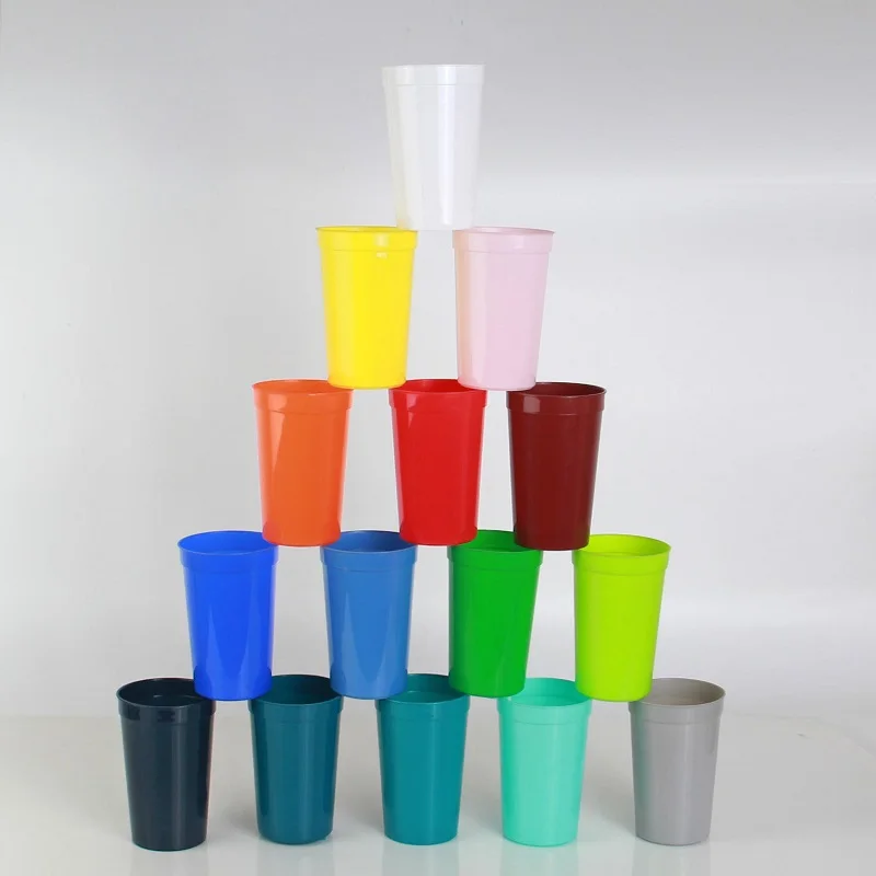 Custom Stadium Cups With Logo Reusable PP Plastic Beer Cups 12oz 16 oz 24oz 32oz Wedding Party Event Frosted Pink Stadium Cups