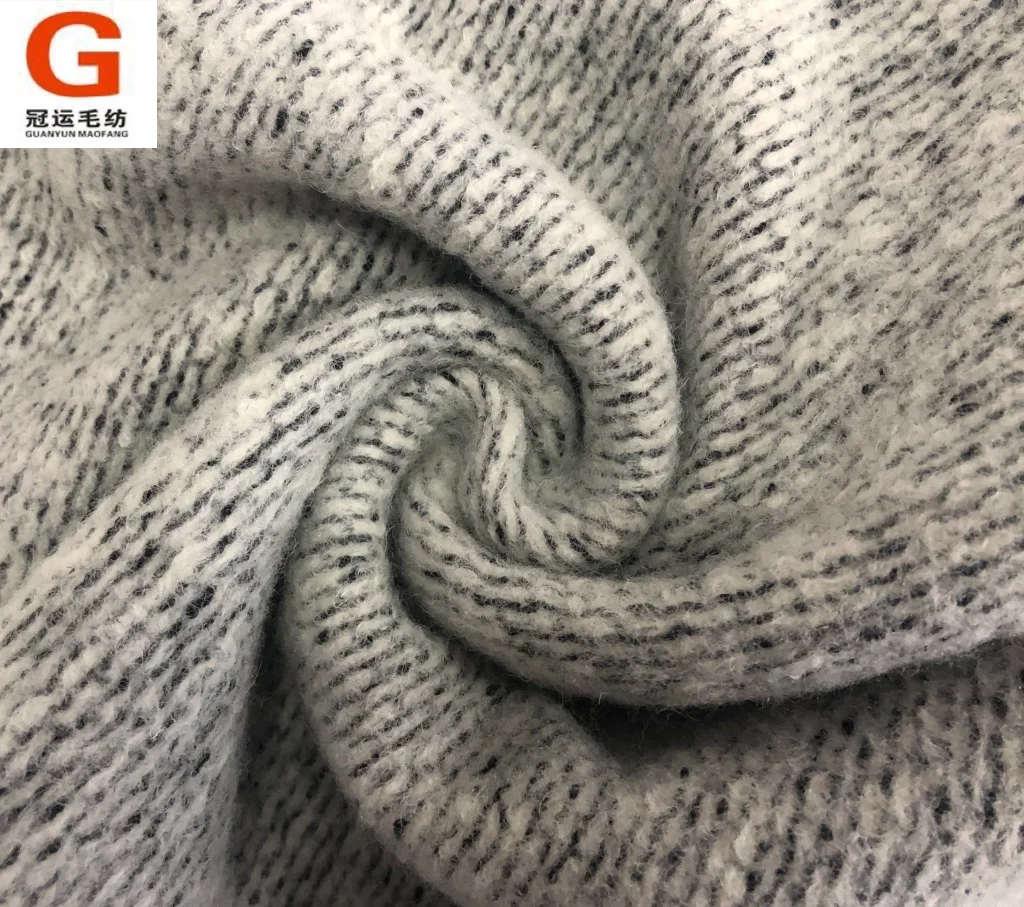 High quality 100% polyester wool like womens thick button woolen knit fabric