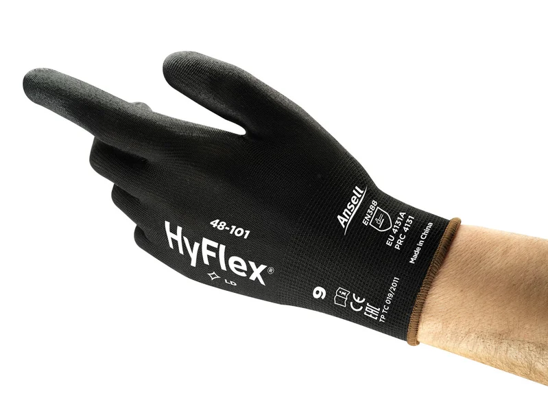 Ansell Hyflex 48-101 Black PU-coated multi-purpose gloves