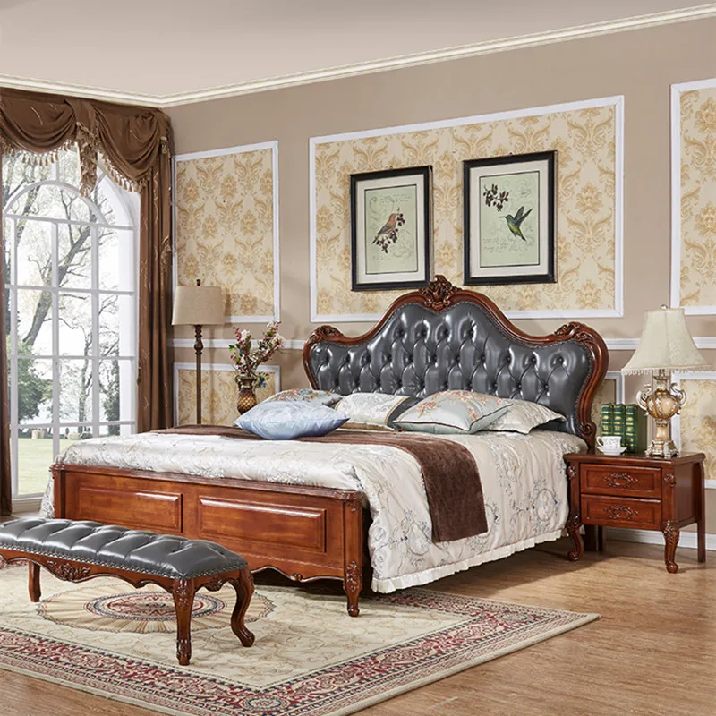 Американская мебель в стиле кантри, кровать из массива дерева, домашняя кровать в европейском стиле, кровать 1,8 метра, Главная спальня, ретро двуспальная кровать B195