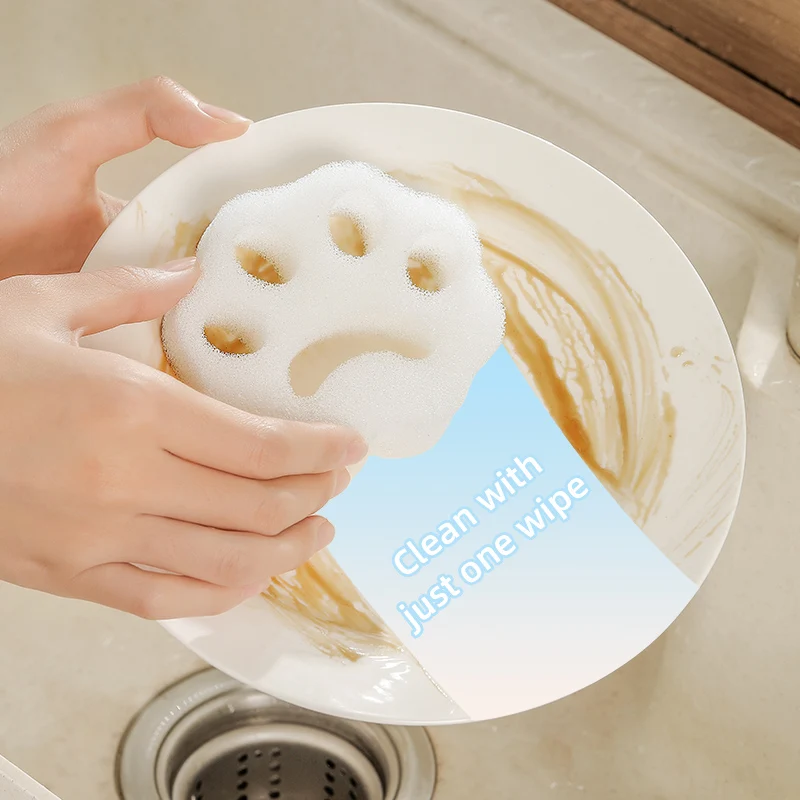 2 Pack Portable Reusable Cat paw Dishwashing Sponge Cleaning Kitchen