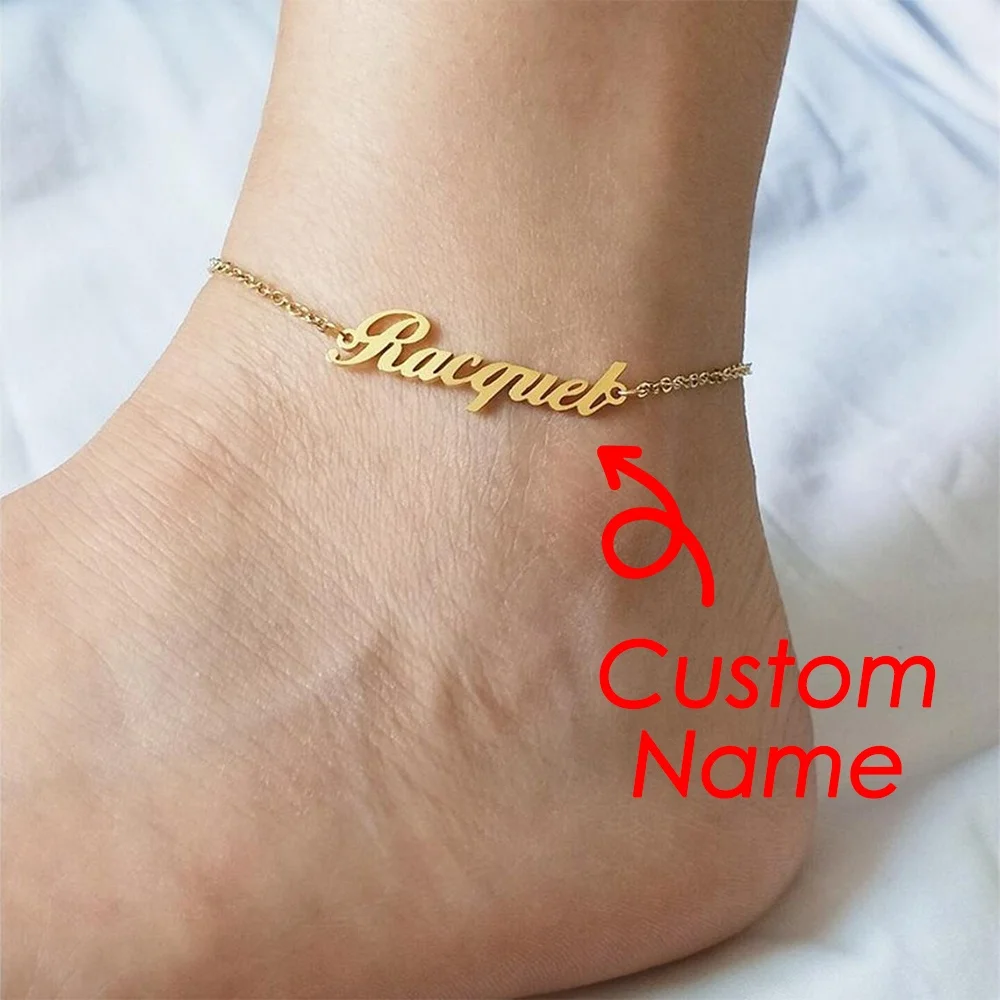 eManco Custom Name Cuban Link Anklet Trendy 14k Gold Plated Jewelry Manufacturer Stainless Steel DIY Anklets