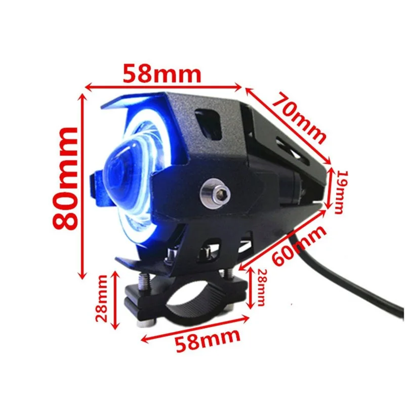 125W 12V Motorcycle Headlight 3000LM moto spot light U7 LED Driving Fog Spot Head Light Decorative Lamp