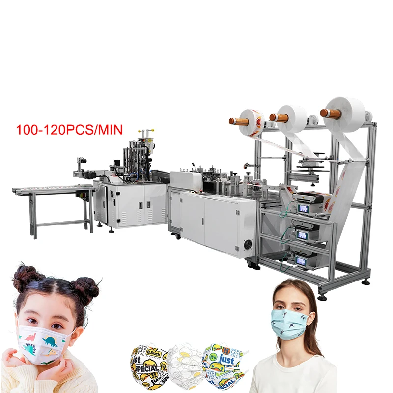 100-120pcs/min full automatic disposable face mask making machine, 3ply positioning mask manufacturing machine