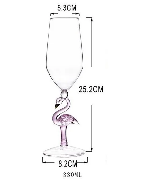 Tall cocktail glass, flamingo shaped red wine glass, tall champagne glass