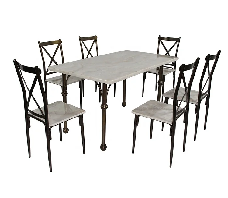 Набор обеденного стола современного дизайна, 1 стол и 6 стульев, Обеденный набор, домашняя мебель