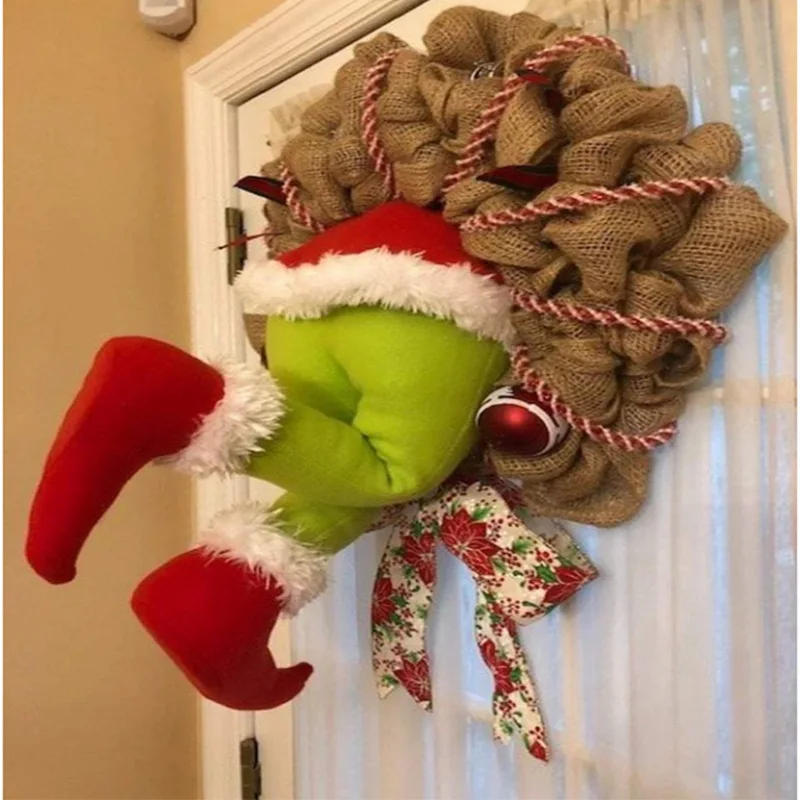 2024 Creative Cross-Border New Year Home Decor Party Front Door Wreath Thanksgiving Christmas Eve Decorations Christmas Garlands