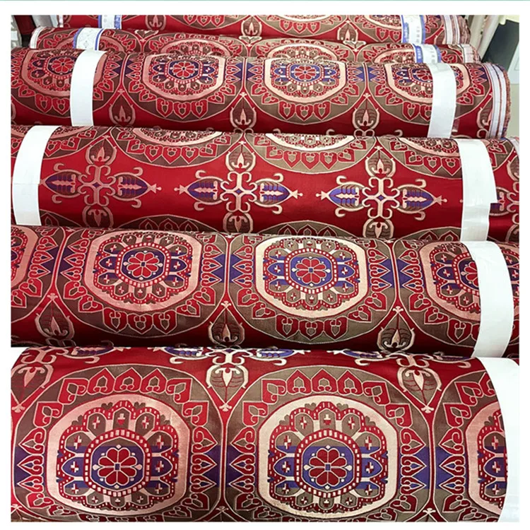 China silk brocade jacquard fabric  silk viscose jacquard 48mm damask jacquard silk fabric Luxury brocade fabric
