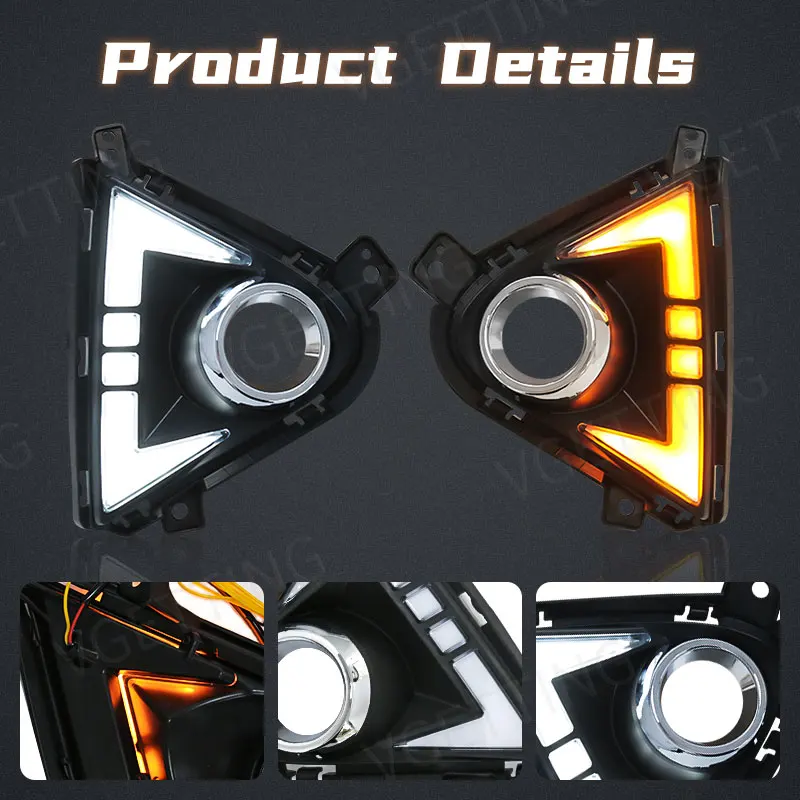 New Amber White Turn Signal Led Fog Driving Lamp Daytime Running Light DRL For Hyundai Accent 2020 2021 2022