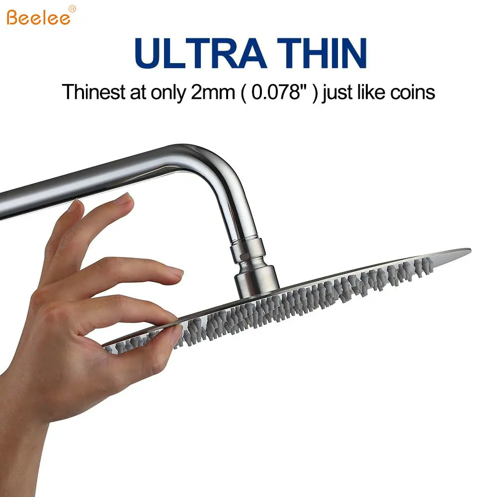 Beelee BS3208 Durable Custom Ultra-thin 8-inch Douche Ceiling Water Saving Waterfall Stainless Steel Rainfall Round Shower Head