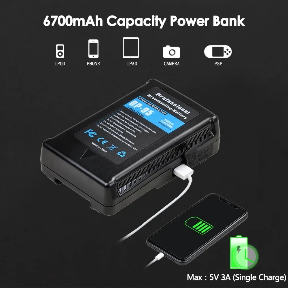 14 8 В 6700 мАч с выходом D-Tap зарядное устройство BP-95 v-Mount V-Lock батарея для Sony BP серии видеокамеры литиевые батареи