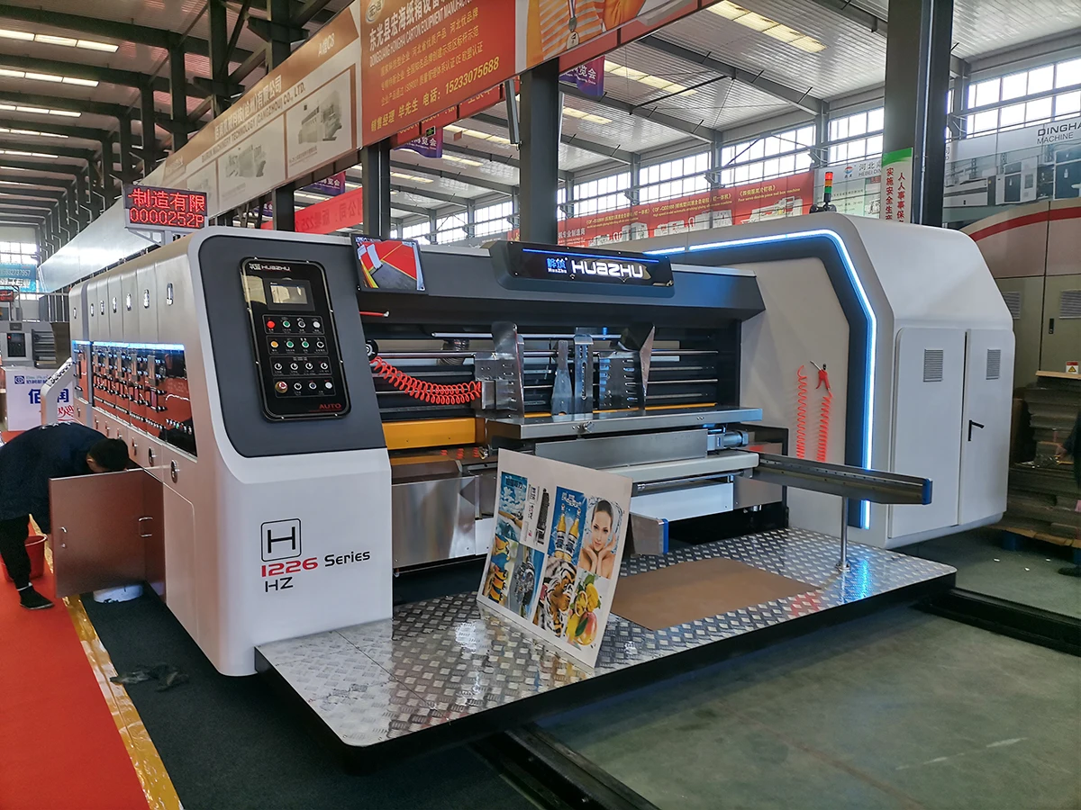 Servo feeder corrugated carton box high  definition 5 colors HD flexo print slot rotary die cut machine Troquelado rotativo