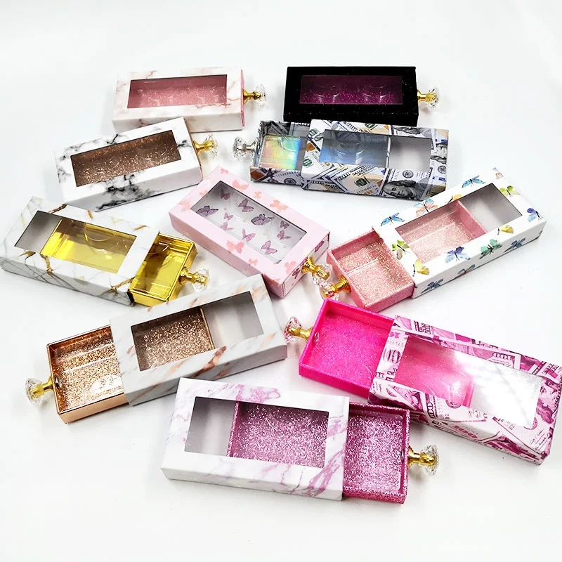 Частная этикетка для волос или ящик для ресниц в розовом цвете прозрачный ящик стиль картонная упаковочная коробка для ресниц