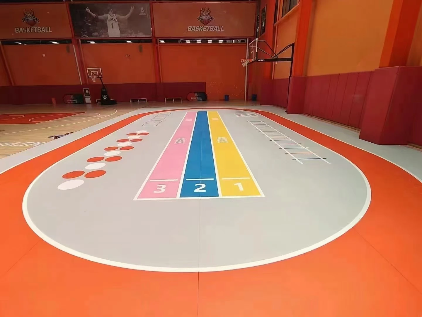 PVC vinyl printing decorative floor school long jumping cushion mat carpet 3D floor plastic game chair large gym mat