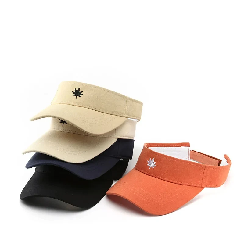 Embroidery Cheap Sun Hat Custom Embroidery Logo Running Visors Custom LOGO Fashion Summer Pure Color Beach Sun Visor Hat