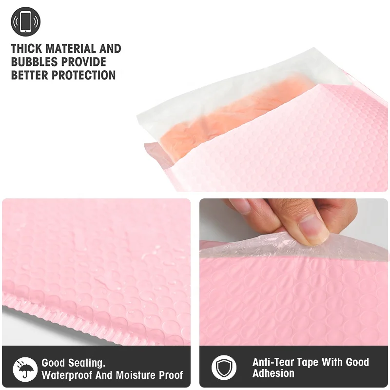 Shipping Mailing Bag Envelopes Custom Logo Oversize Letter Bubble Mailers Pink Poly Bubble Mailers