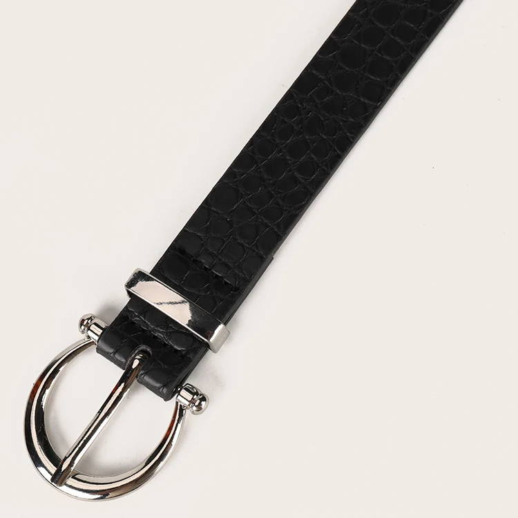 Fashion Black Stone Print Pu Women Belt Female Designer Metal Adjustable Ladies Belt