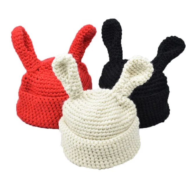 2024 Handmade Sweet Cute Rabbit Ears Knitted Hat All Warm Knitted Hat Jstock Supply of Japan and South Korea Sports Accessories