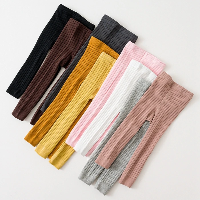 0-7Y Autumn Ribbed Leggings Toddler Girl Cotton Pantyhose Infant Newborn Kids Knitted Skinny Pants
