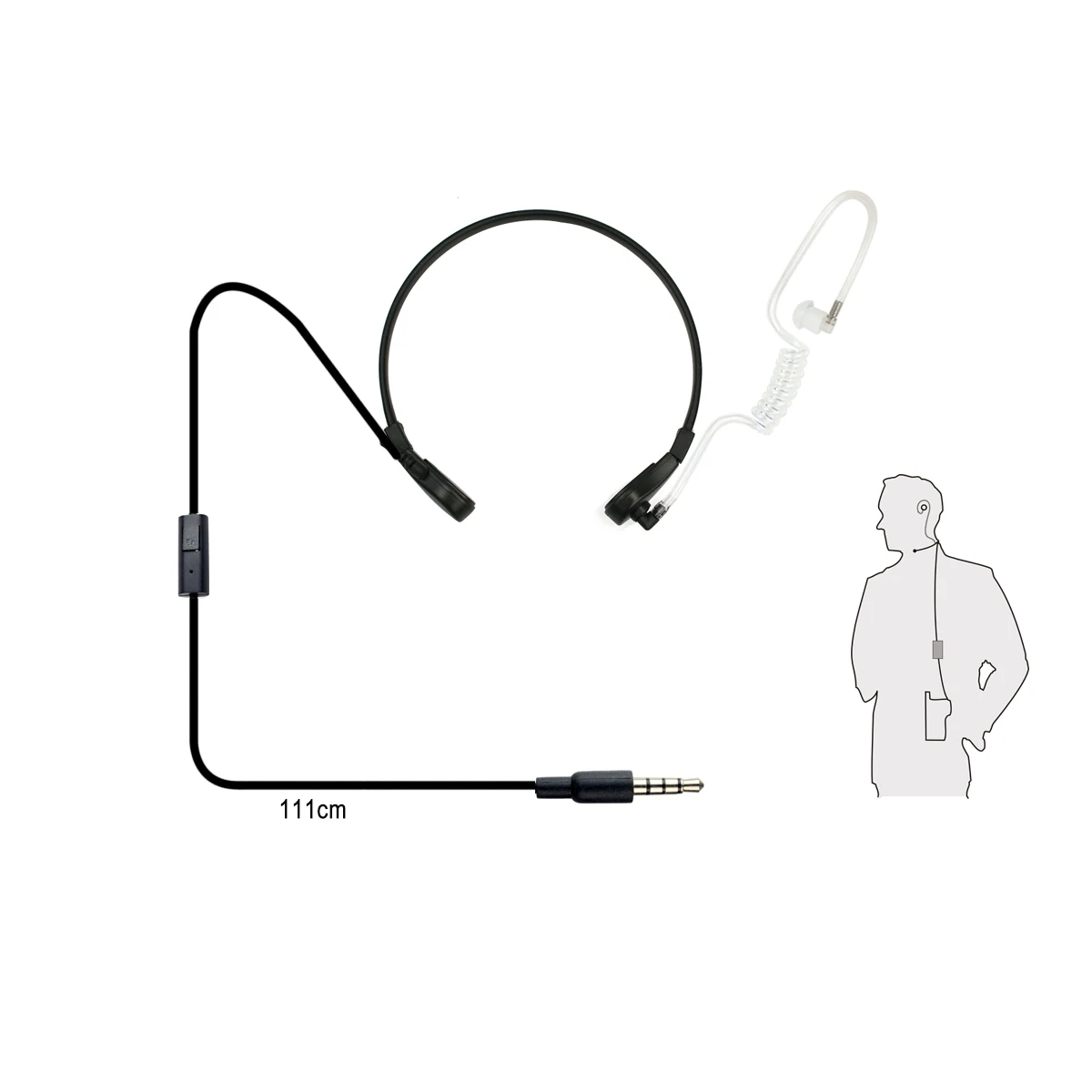 1 Pin 3.5mm Throat MIC Earpiece Covert Air Tube Earpiece For Phones