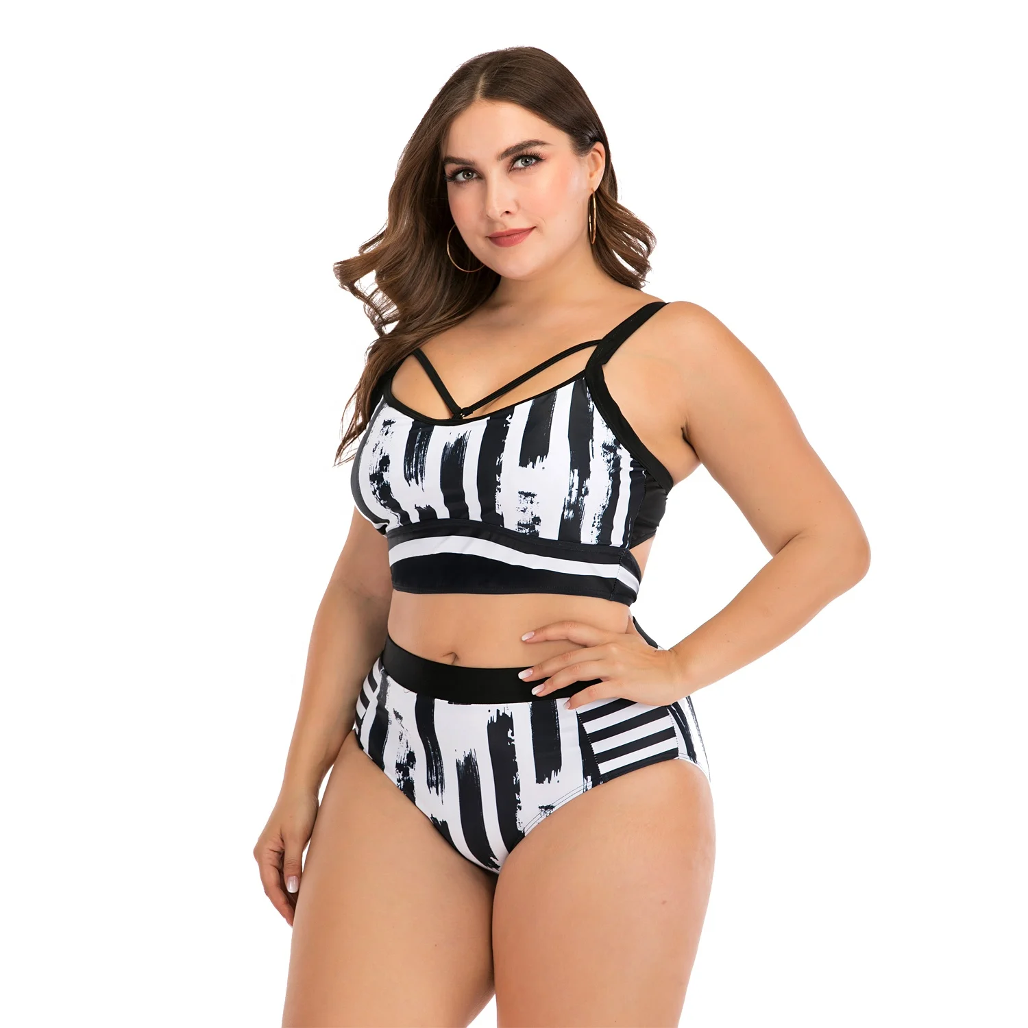 AOSHILI Wholesale High Quality Two Piece Women Sexy Bikini Swimwear Plus Size bikini