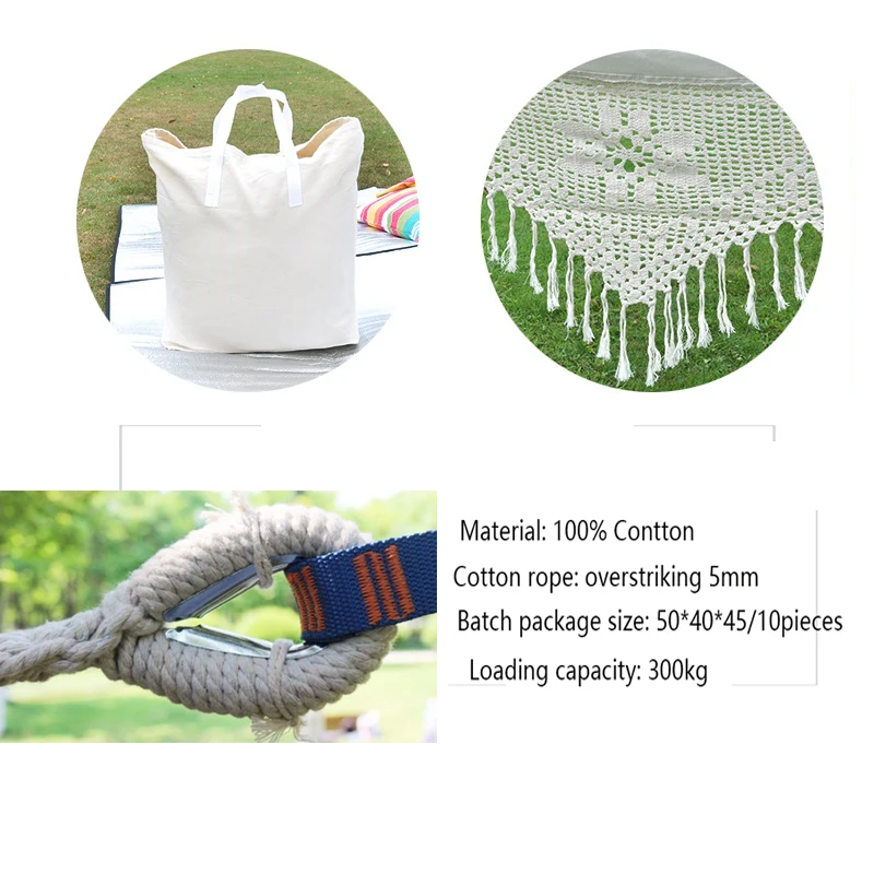 
handmade double hanging tree Bohemian Indoor White Tassel cotton rope fabric beadh fringe macrame swing hammock 