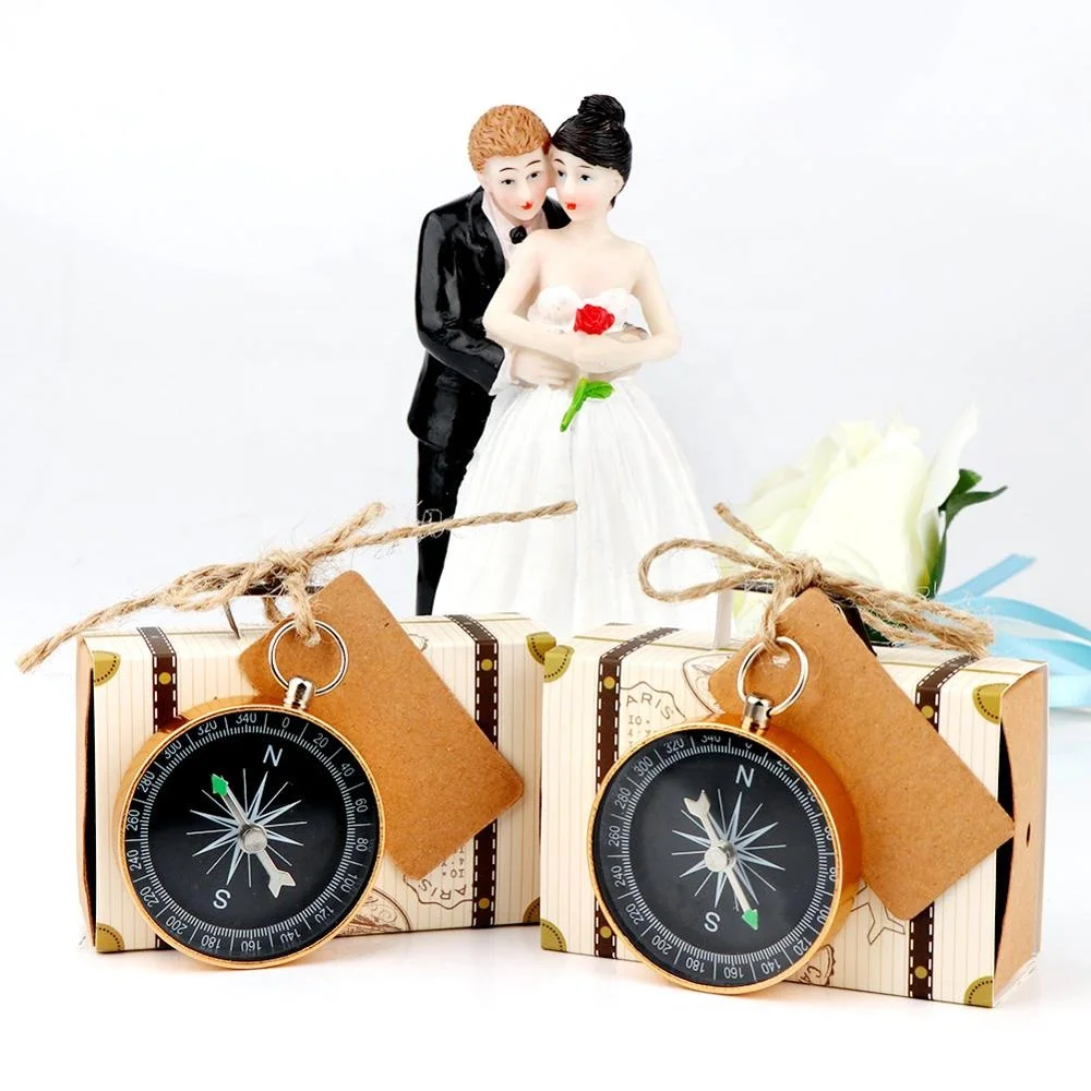 OurWarm Travel Themed Party Favor Decorations 10pcs Wedding Gift Box with Compass Wedding Souvenir for Guest