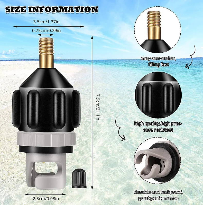 Inflatable Boat dock Air Valve Adaptor  Adapter Sup Board Stand Up Paddle Board Kayak Canoe Raft Rubber Boat Fish Boat Accessory