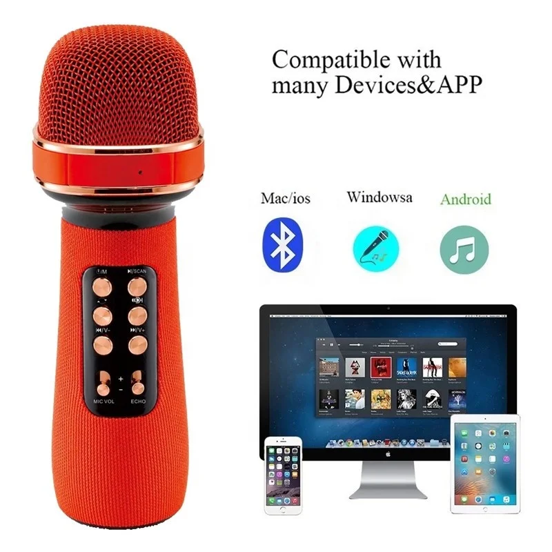 Fast Shipping Karaoke Microphone Wireless Singing Machine With Speaker Portable Handheld Mic Support Duet For Phone/PC