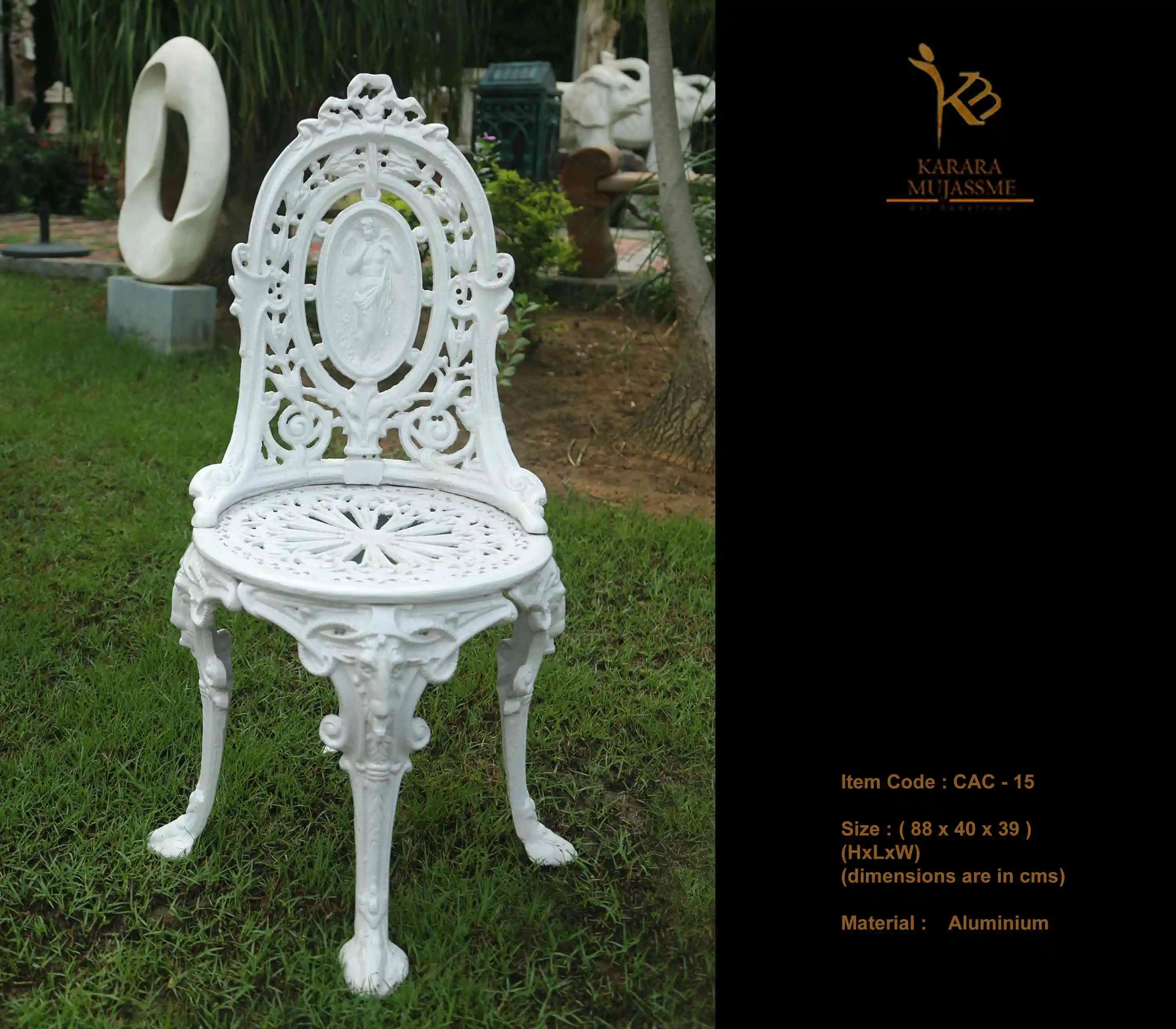 Чугунная мебель для стульев в стиле барокко, садовая мебель для патио, дизайн, резные металлические стулья