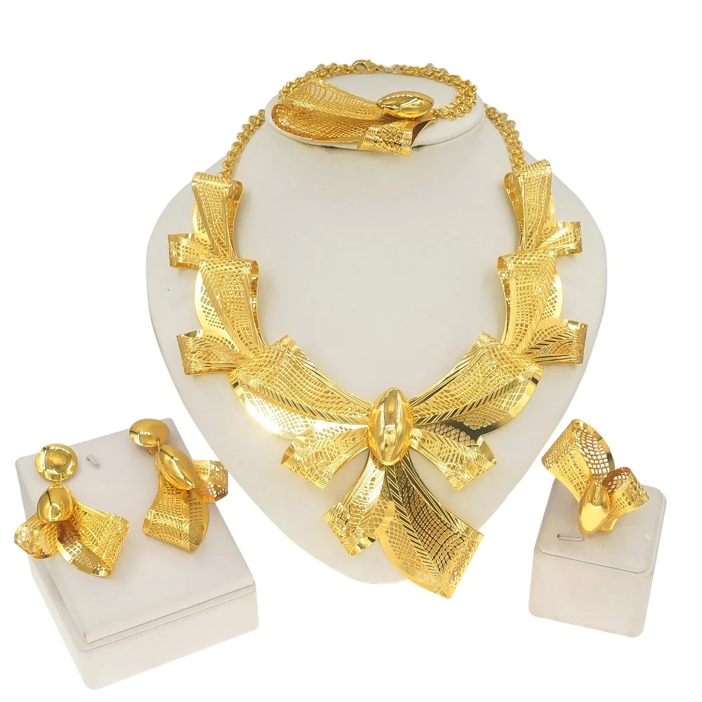 Zhuerrui 18k Gold Wedding Jewelry Set Accessories Big Brazilian Gold Jewelry Sets Brand Designer Hot Selling Jewelry NH00076