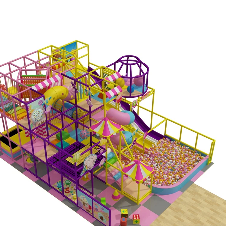 Candy theme kids amusement equipment game soft indoor play equipment kids large indoor playground with slide amusement park